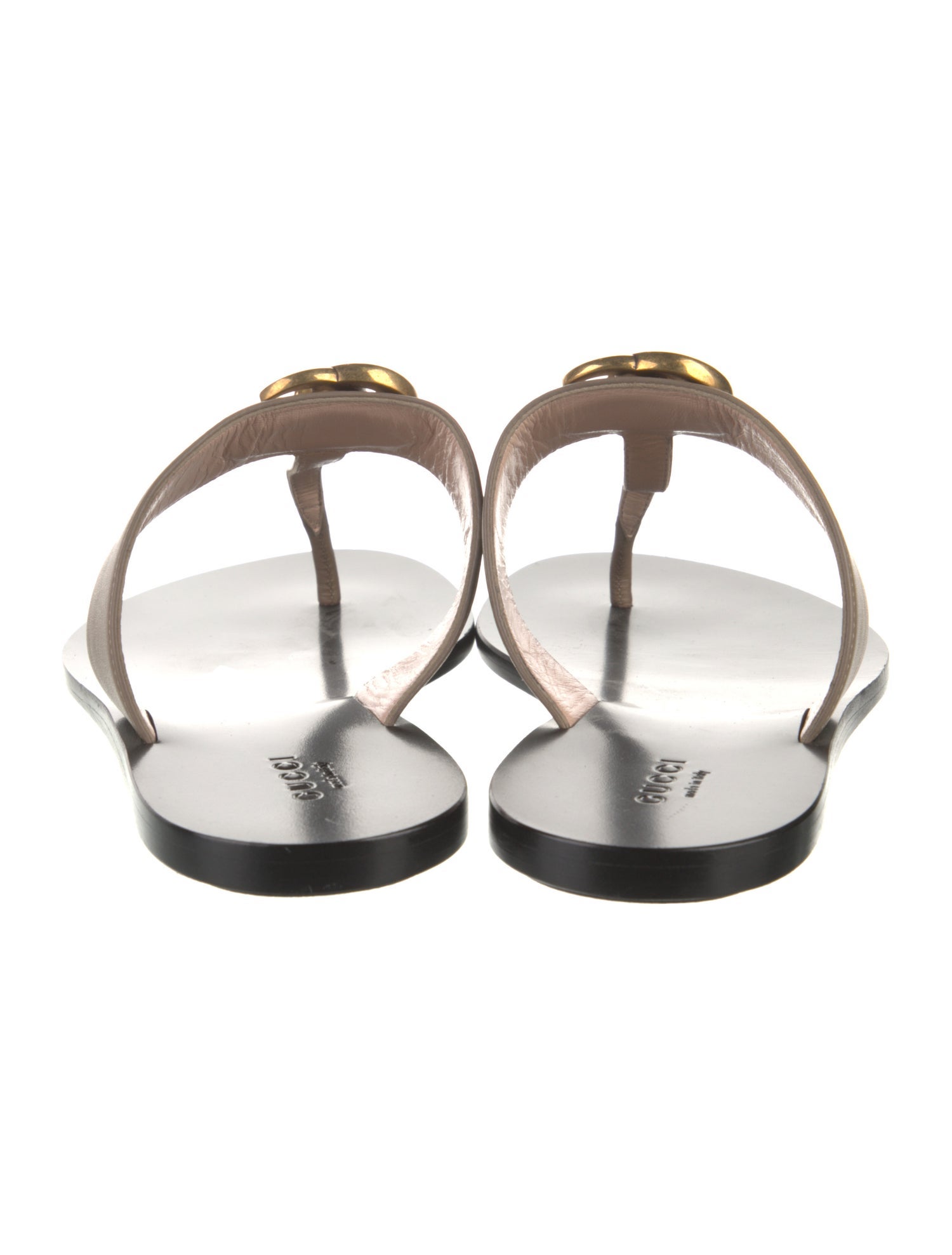 Gucci Double G Logo Leather Flip Flops